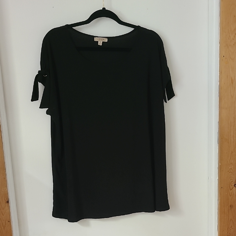Lavish Black Blouse with Tie Sleeves